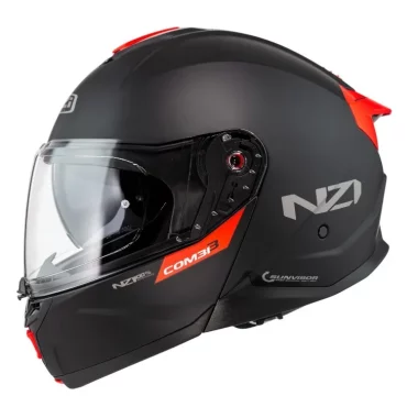 Casco NZI Combi 3 Duo Solid Negro y Rojo Mate